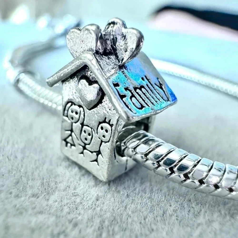 Silver Family House Charm fits PANDORA